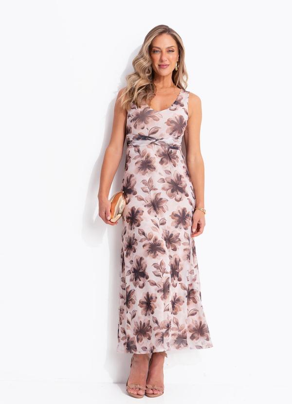 Vestido (Floral Marrom) em Tule
