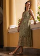 Vestido Floral Menta em Chiffon