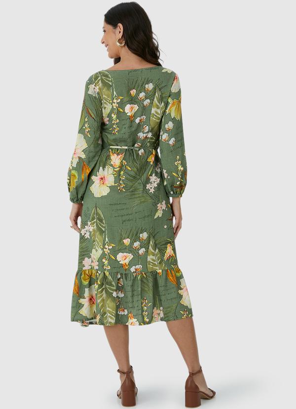 Malwee - Vestido Floral Mídi Amplo Verde 2