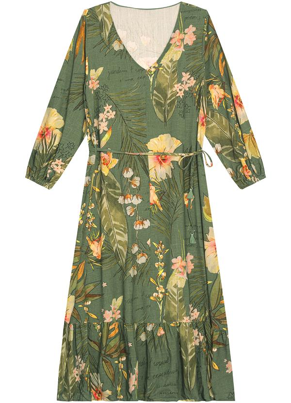Malwee - Vestido Floral Mídi Amplo Verde 5