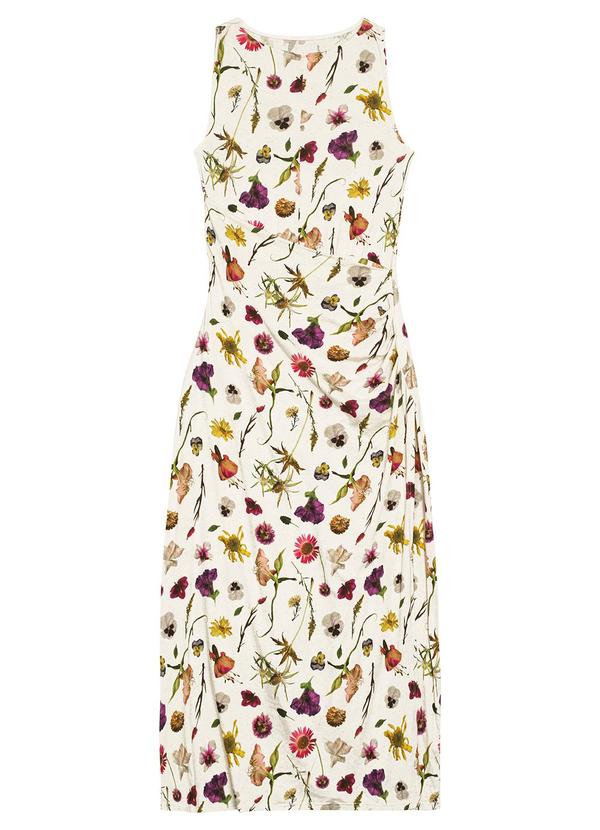 Malwee - Vestido Floral Midi Assimétrico Bege 6