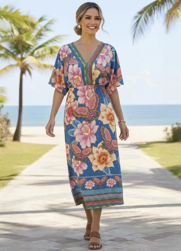 Quintess - Vestido Floral Natureza em Malha Fria 2