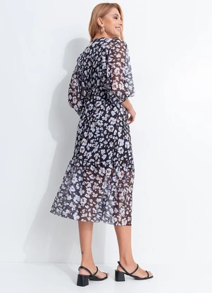 Quintess - Vestido Floral Off White em Tule - QUINTESS