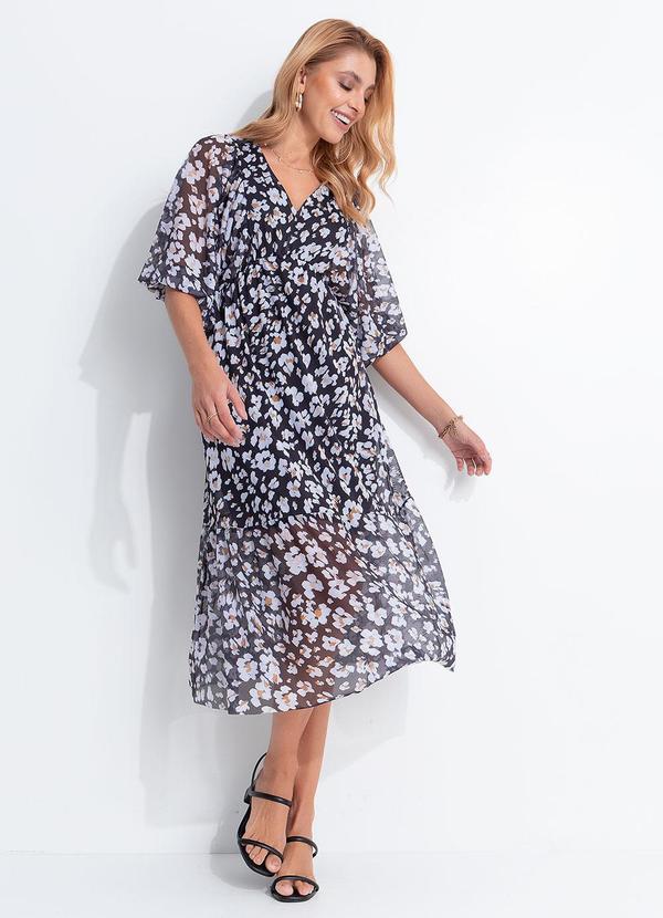 Vestido (Floral Off White) em Tule