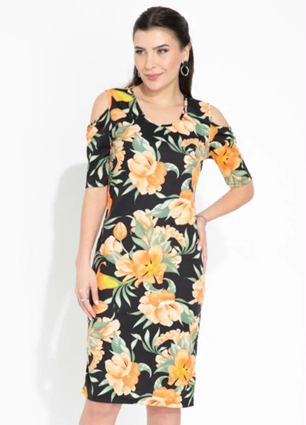 Queima Estoque - Vestido Floral Ombros Vazados 1