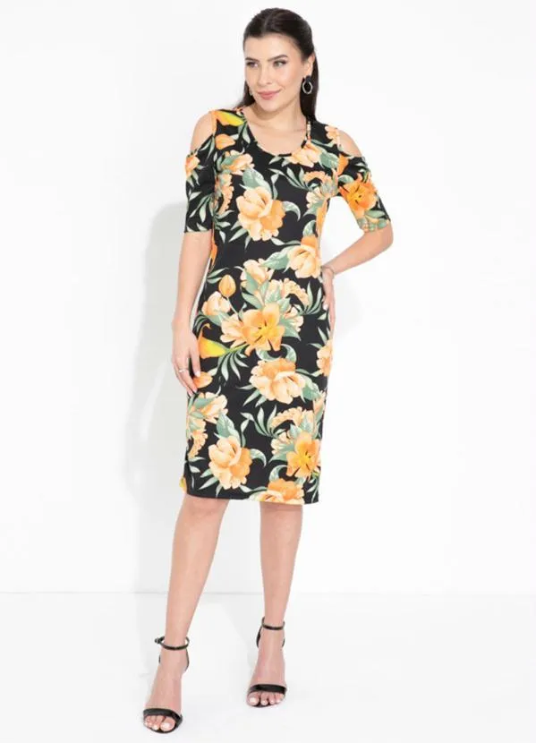 Queima Estoque - Vestido Floral Ombros Vazados 3