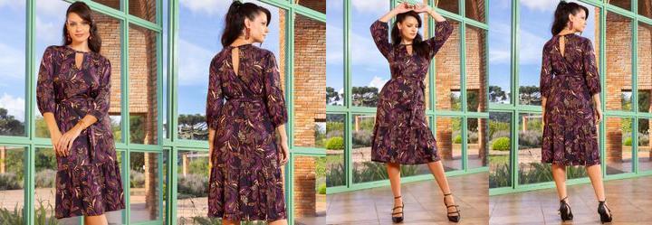 Vestido Floral Paisley em Malha com Elastano