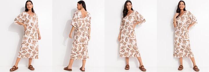 Vestido Floral Paisley em Malha de Viscose