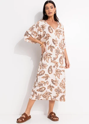 Quintess - Vestido Floral Paisley em Malha de Viscose - QUINTESS