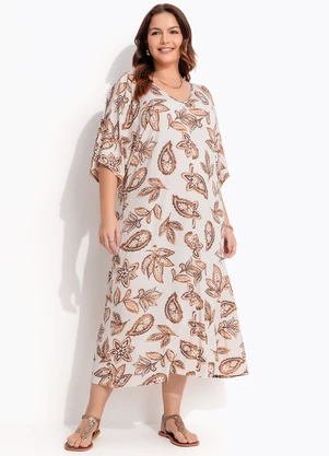 Quintess - Vestido Floral Paisley em Malha de Viscose - QUINTESS