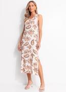 Vestido Floral Paisley em Malha de Viscose