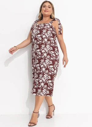 Quintess - Vestido Floral Pincelado em Malha Fria - QUINTESS