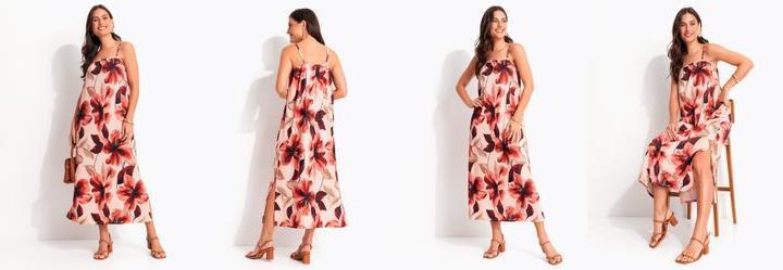 Vestido Floral Pincelado em Malha Fria