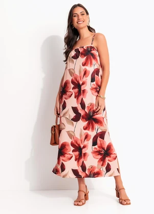 Quintess - Vestido Floral Pincelado em Malha Fria - QUINTESS