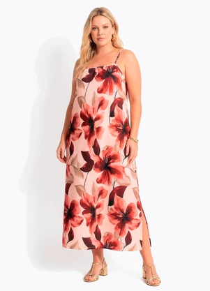 Quintess - Vestido Floral Pincelado em Malha Fria - QUINTESS