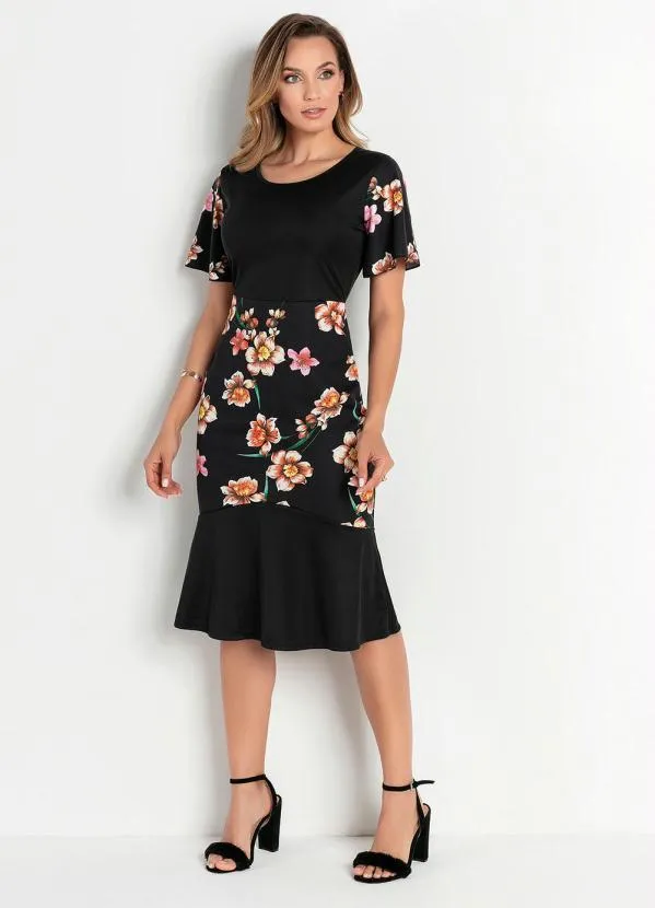 Rosalie - Vestido Floral Preto com Babado 3