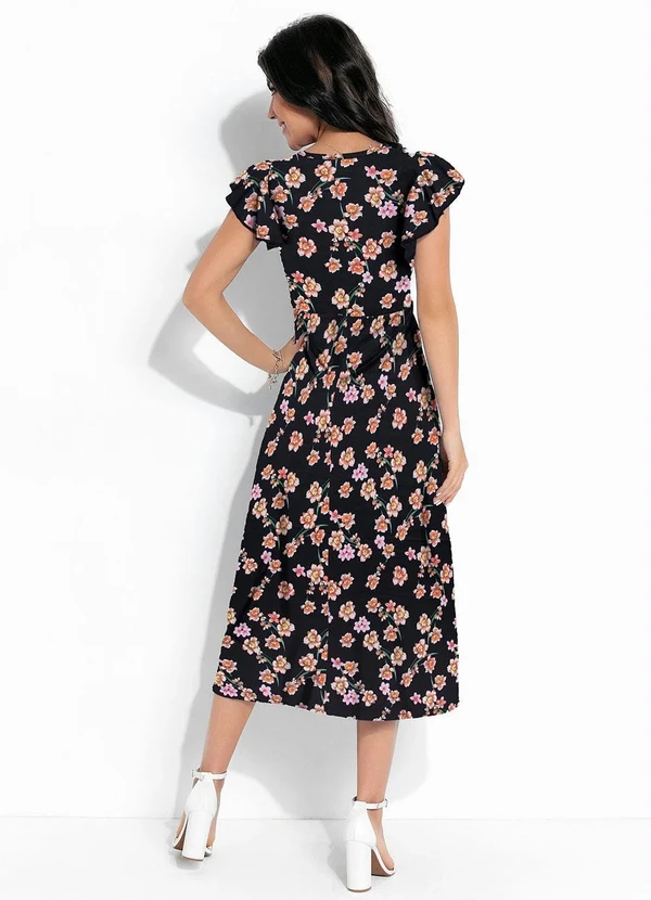 Rosalie - Vestido Floral Preto com Babado 4