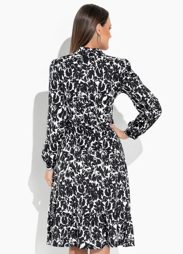 Rosalie - Vestido Floral Preto com Babado 2