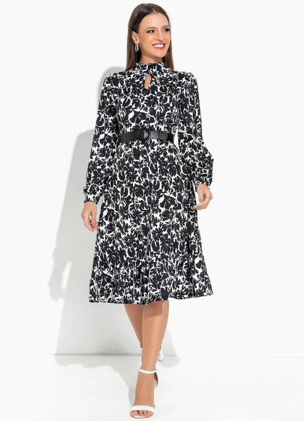 Rosalie - Vestido Floral Preto com Babado 3