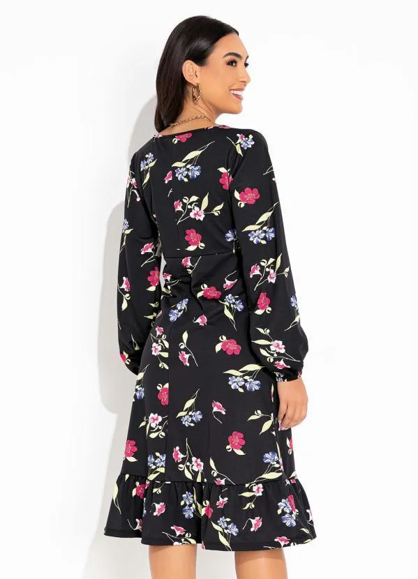 Rosalie - Vestido Floral Preto com Babado 2