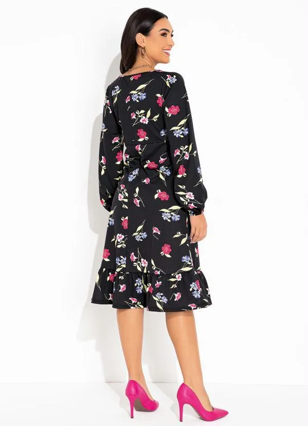 Rosalie - Vestido Floral Preto com Babado 4