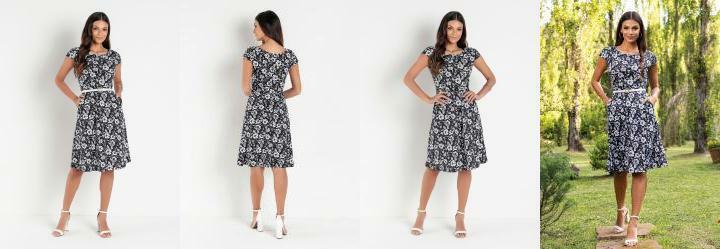 Vestido Floral Preto com Bolso