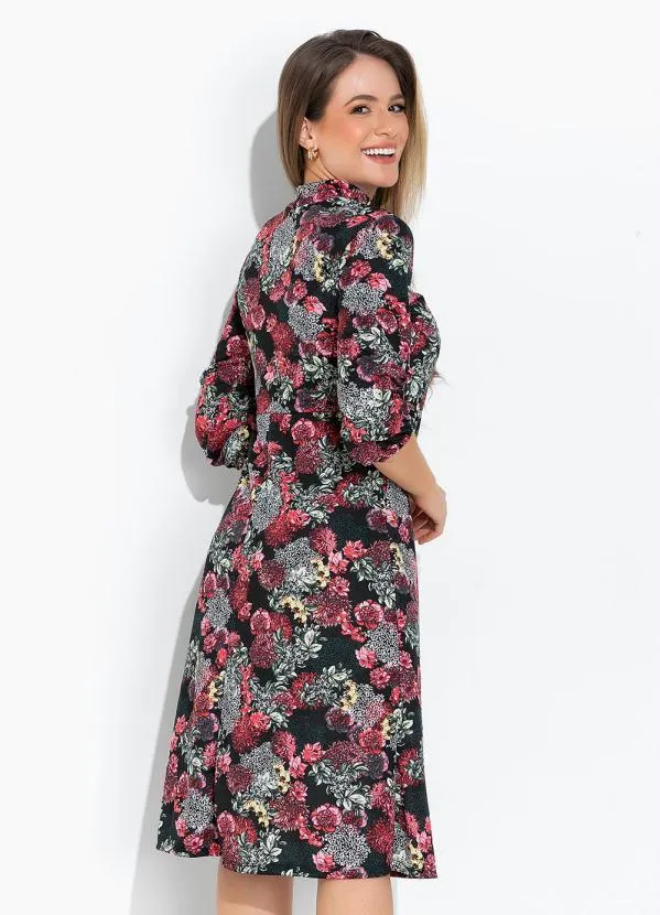 Rosalie - Vestido Floral Preto com Gola 2