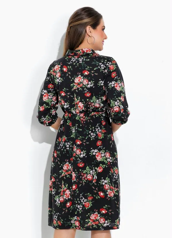 Rosalie - Vestido Floral Preto com Gola 2