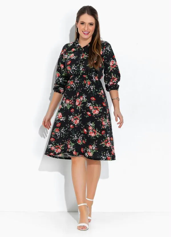 Rosalie - Vestido Floral Preto com Gola 3