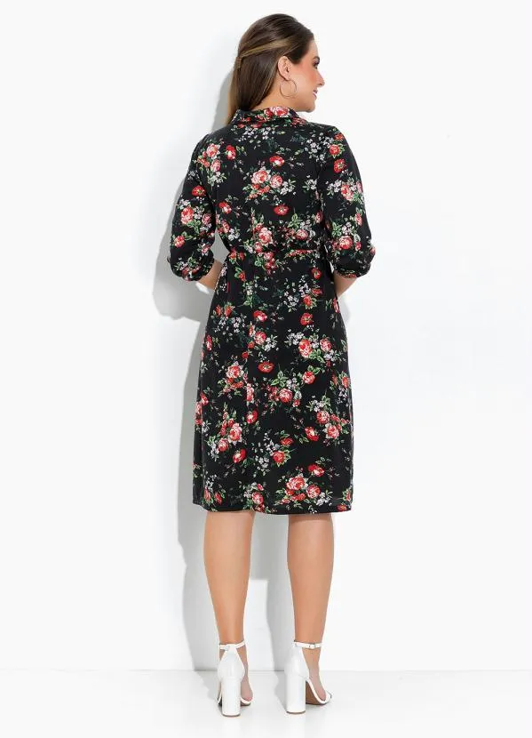 Rosalie - Vestido Floral Preto com Gola 4
