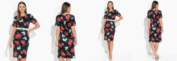 Vestido Floral Preto com Manga