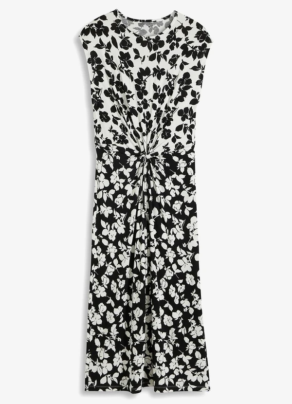 bonprix - Vestido Floral Preto e Branco em Malha Fria 5