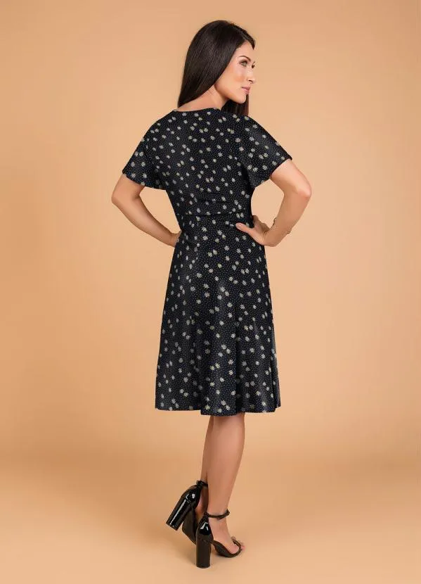 Rosalie - Vestido Floral Preto Evasê 5