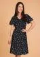 Rosalie - Vestido Floral Evasê Moda Evangélica - variação: Floral Preto