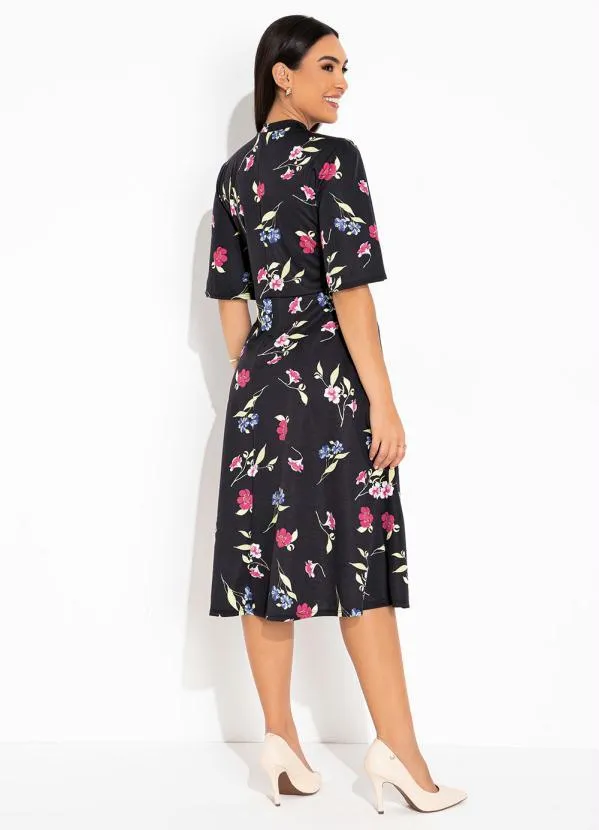 Rosalie - Vestido Floral Preto Evasê 4