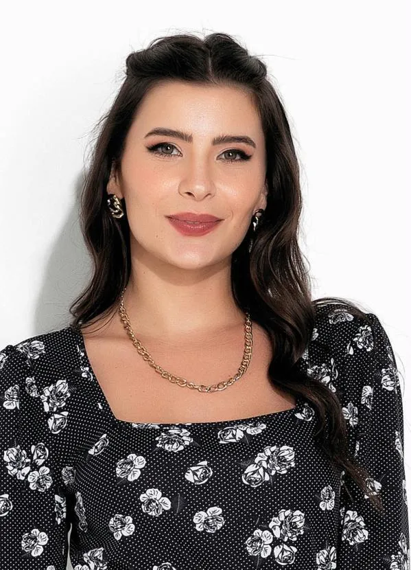 Rosalie - Vestido Floral Preto Princesa 3