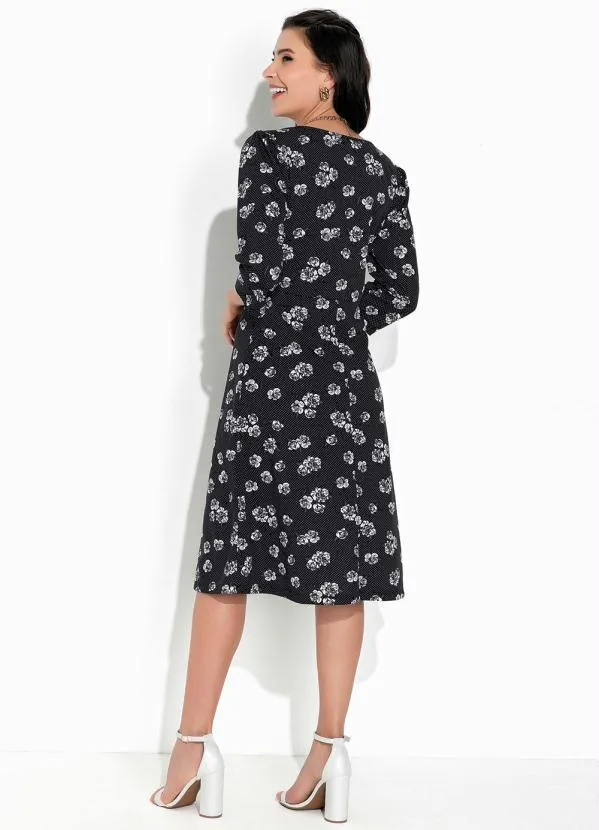 Rosalie - Vestido Floral Preto Princesa 5