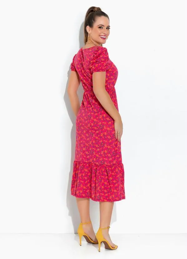 Rosalie - Vestido Floral Rosa com Babado 2