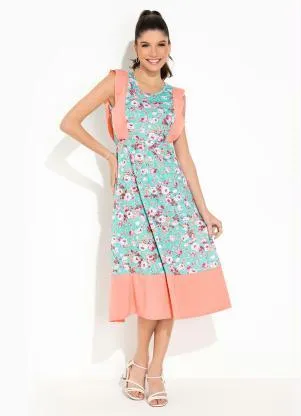 Rosalie - Vestido Floral Rosa com Babado - ROSALIE