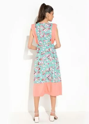 Rosalie - Vestido Floral Rosa com Babado - ROSALIE