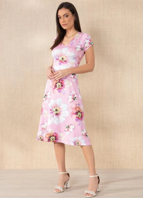 Queima Estoque - Vestido Floral Rosa com Detalhe nas Costas 5