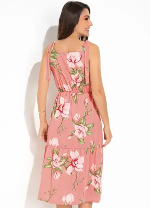 Rosalie - Vestido Floral Rosa em Malha - ROSALIE