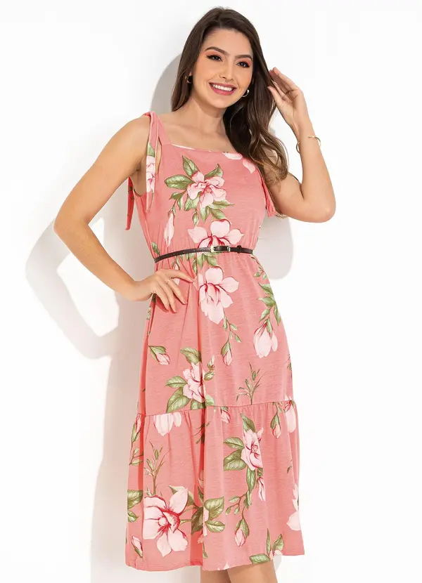 Rosalie - Vestido Floral Rosa em Malha