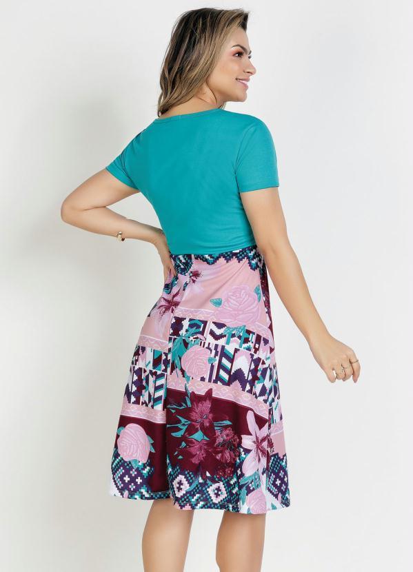 Rosalie - Vestido Floral Rosa Evasê Moda Evangélica 2