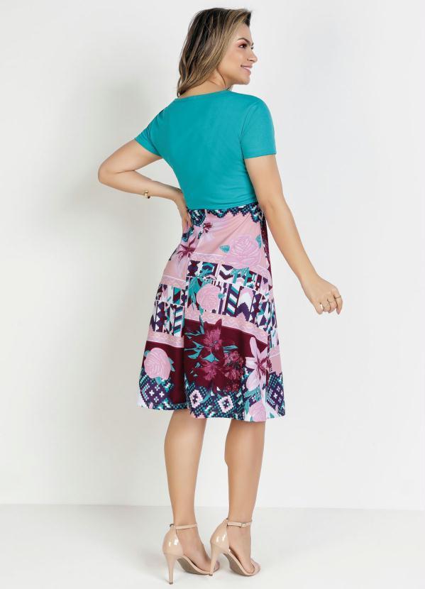 Rosalie - Vestido Floral Rosa Evasê Moda Evangélica 4