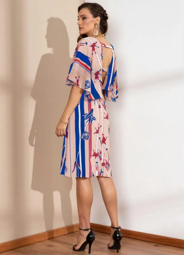 Queima Estoque - Vestido Floral Rosê Decote Transpassado 2