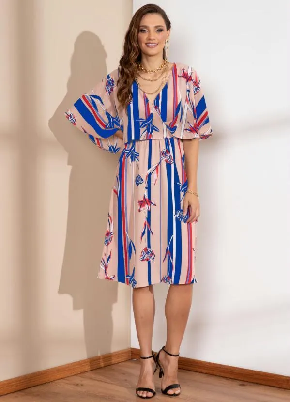 Queima Estoque - Vestido Floral Rosê Decote Transpassado 3