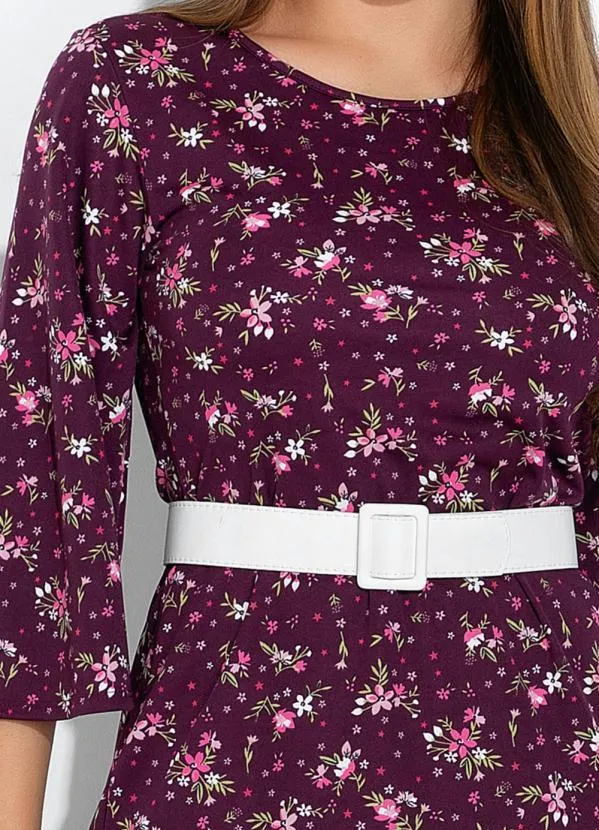 Rosalie - Vestido Floral Roxo Babado 3