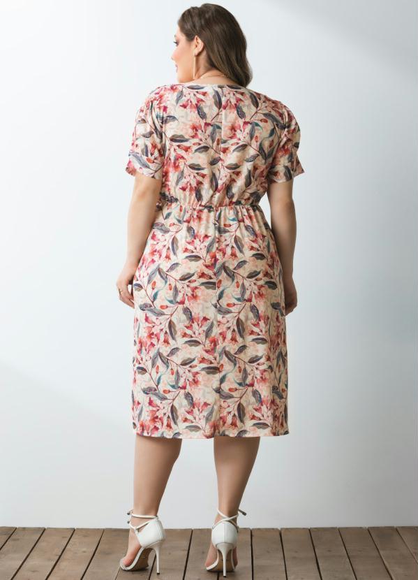 Outlet - Vestido Floral Soft Mangas Curtas com Botões 5