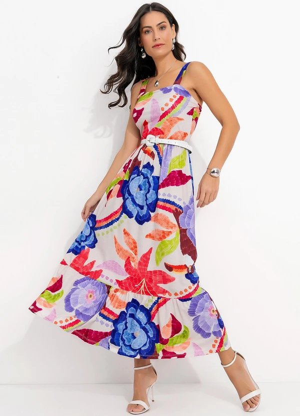 Quintess - Vestido Floral Tropical Tucanos em Malha Fria 5